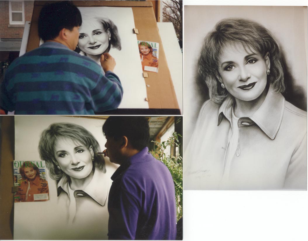 3 pictures of Barbara Walters